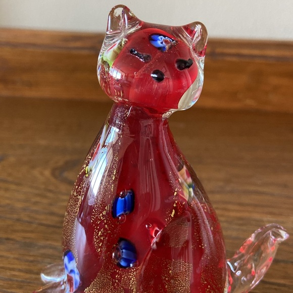 Vintage Murano millefiori Cat Glass Art Figurine Paperweight Decor MCM - Picture 2 of 6